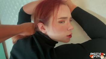 Man Facefuck, Rough Pussy Fuck of Obedient Redhead and Cum on Tits
